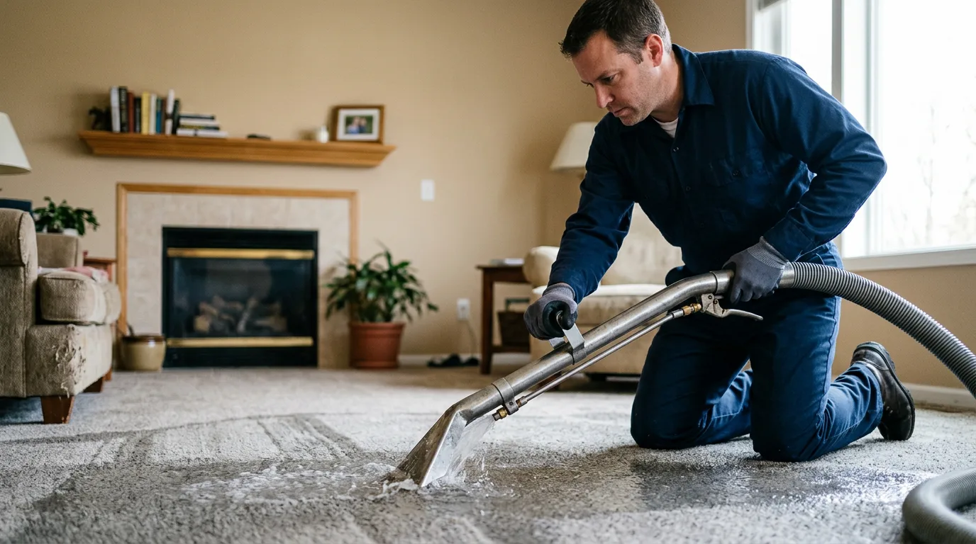 Water damage restoration technician working near Hereford, PA